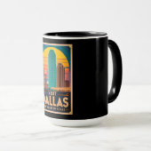 Bezoek Dallas – Retro Skyline Travel Mok (Voorkant rechts)