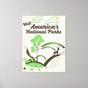 Bezoek de Amerikaanse National Parks vintage poste Canvas Afdruk