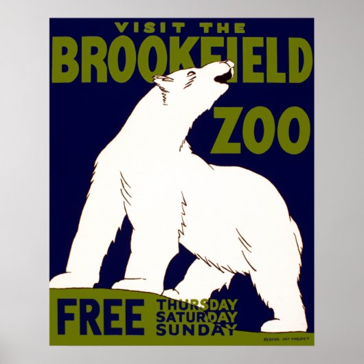 "Bezoek de Brookfield Zoo"het Polaire Beer WPA Poster (Voorkant)