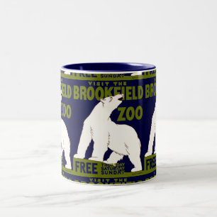 "Bezoek de Brookfield Zoo"het Polaire Beer WPA Tweekleurige Koffiemok