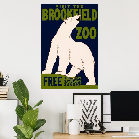 Bezoek de Brookfield Zoo Poster (Thuiskantoor)