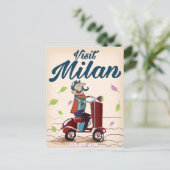 Bezoek de cartoon van Milaan het poster van het oo Briefkaart (Staand voorkant)