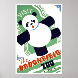 Bezoek de dierentuin, 1938. Vintage Reclame Poster
