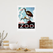Bezoek de dierentuin, de herons,  retro WPA Poster (Keuken)