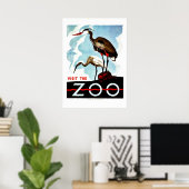 Bezoek de dierentuin, de herons,  retro WPA Poster (Thuiskantoor)