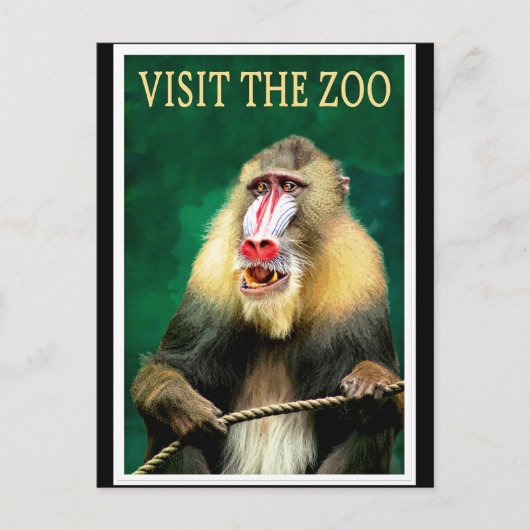 Bezoek de dierentuin, het oude poster voor reizen briefkaart (Voorkant)