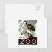 Bezoek de Dierentuin - het Poster van WPA - Briefkaart (Voorkant / Achterkant)