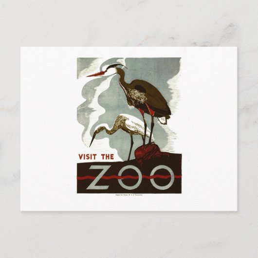 Bezoek de Dierentuin - het Poster van WPA - Briefkaart (Voorkant)