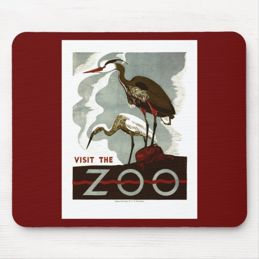 Bezoek de Dierentuin - het Poster van WPA - Muismat (Voorkant)