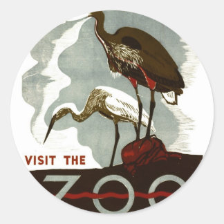 Bezoek de Dierentuin - het Poster van WPA - Ronde Sticker