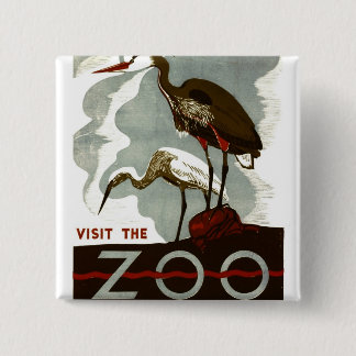 Bezoek de Dierentuin - het Poster van WPA - Vierkante Button 5,1 Cm