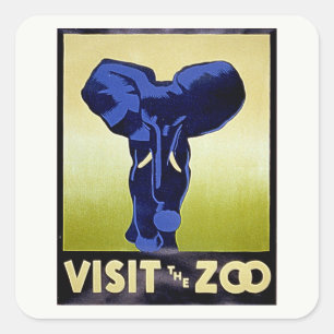 Bezoek de dierentuin - Olifant - WPA Poster Vierkante Sticker