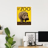Bezoek de dierentuin Philadelphia, grote hippo, ol Poster (Thuiskantoor)
