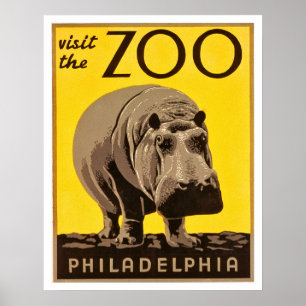 Bezoek de dierentuin Philadelphia, grote hippo, ol Poster