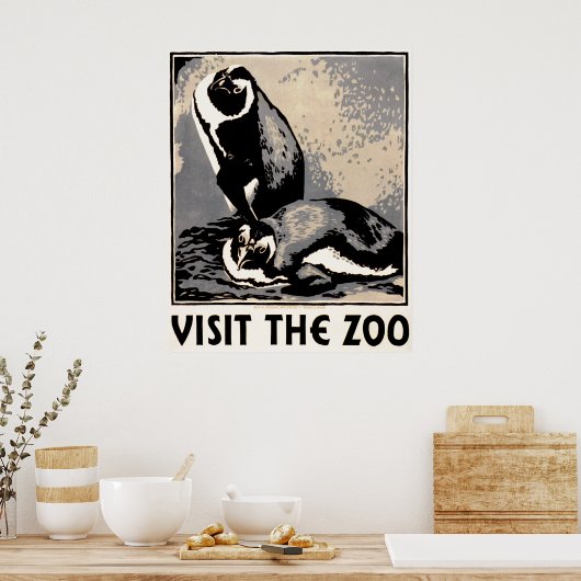 Bezoek de dierentuin - Pinguïn WPA Poster (Keuken)