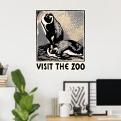 Bezoek de dierentuin - Pinguïn WPA Poster (Thuiskantoor)