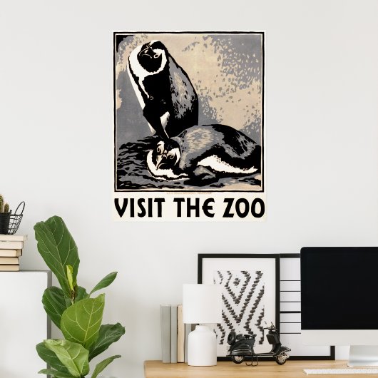 Bezoek de dierentuin - Pinguïn WPA Poster (Thuiskantoor)