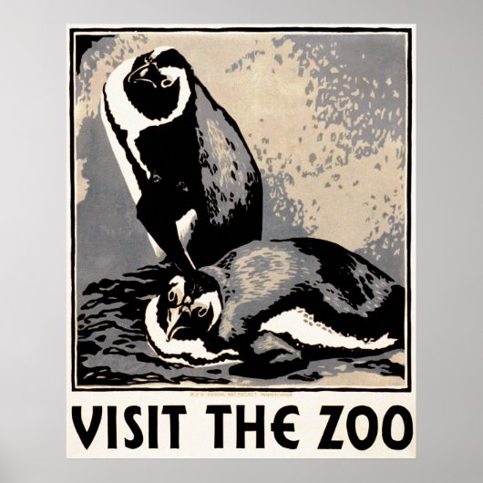 Bezoek de dierentuin - Pinguïn WPA Poster (Voorkant)