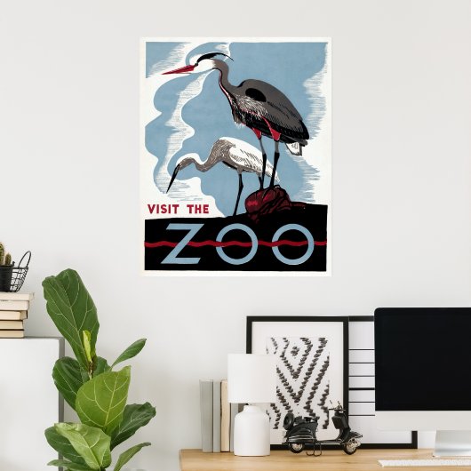 Bezoek de dierentuin - Reizen WPA Poster (Thuiskantoor)
