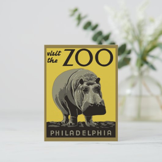  bezoek de dierentuin van Philadelphia Hippo Briefkaart (Staand voorkant)