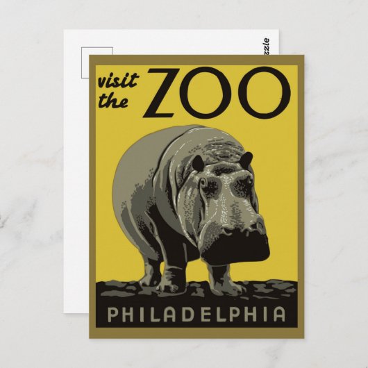 bezoek de dierentuin van Philadelphia Hippo Briefkaart (Voorkant / Achterkant)