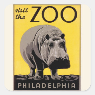 Bezoek de dierentuin vierkante sticker