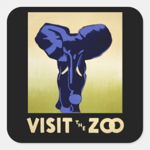 Bezoek de dierentuin vierkante sticker