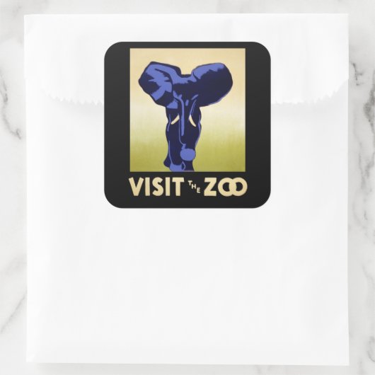 Bezoek de dierentuin vierkante sticker (Tas)