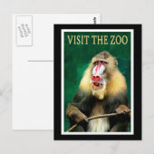 Bezoek de dierentuin, vintage reisposter briefkaart (Voorkant / Achterkant)