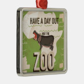 Bezoek de dierentuin vintage reisposter metalen ornament (Rechts)