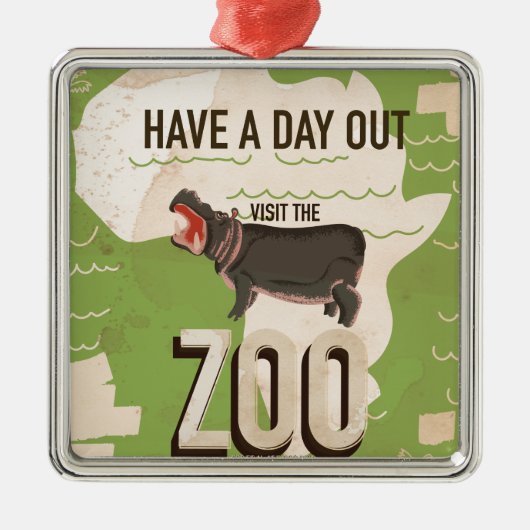 Bezoek de dierentuin vintage reisposter metalen ornament (Voorkant)
