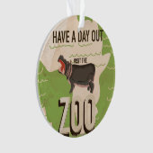 Bezoek de dierentuin vintage reisposter. ornament (voorkant)