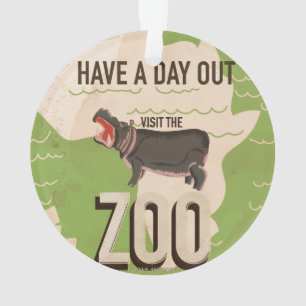 Bezoek de dierentuin vintage reisposter. ornament