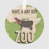 Bezoek de dierentuin vintage reisposter. ornament (voorkant)