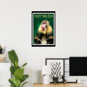 Bezoek de dierentuin, vintage reisposter poster (Thuiskantoor)