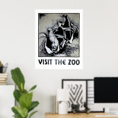 Bezoek de dierentuin - WPA-Poster met pinguïns Poster (Thuiskantoor)