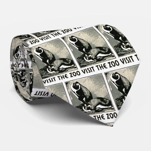 Bezoek de dierentuin -  WPA-Poster met pinguïns Stropdas (Opgerold)