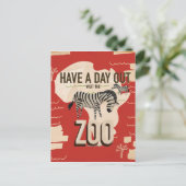 Bezoek De Dierentuin Zebra Vintage Reisposter. Briefkaart (Staand voorkant)