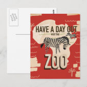 Bezoek De Dierentuin Zebra Vintage Reisposter. Briefkaart (Voorkant / Achterkant)