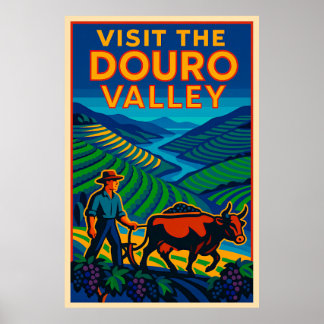 Bezoek de Douro Valley Art Deco Travel Poster