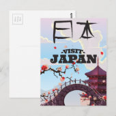 Bezoek de Japanse retro-reisposter. Briefkaart (Voorkant / Achterkant)