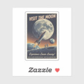 Bezoek de Maan - Retro reisposter Sticker (Vel)