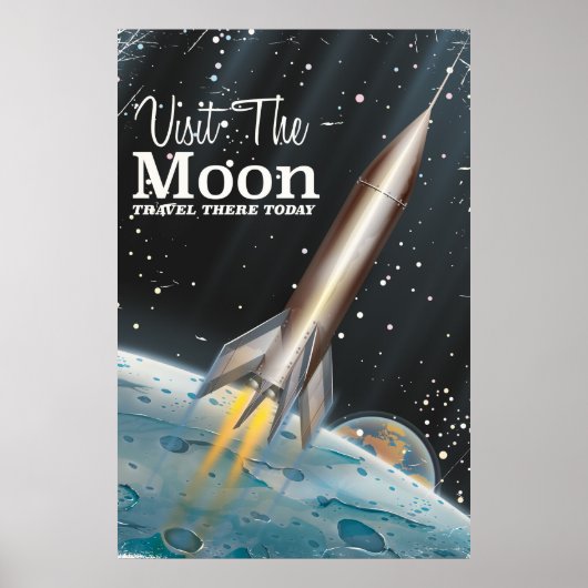 Bezoek De Maan vintage sciencefiction-reisposter Poster (Voorkant)