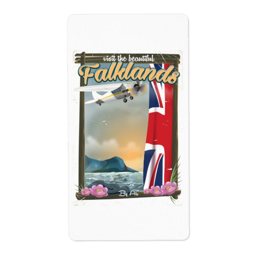 Bezoek de mooie Falklands-reisposter Etiket (Voorkant)
