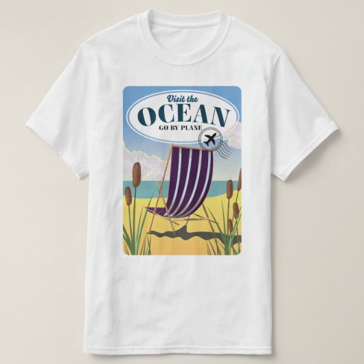 Bezoek de Oceaan "Ga met het vliegtuig" T-shirt (Design voorkant)