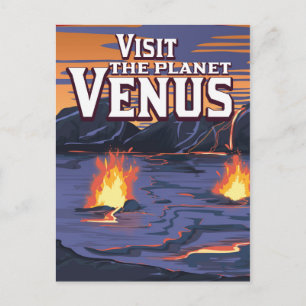 Bezoek de planeet Venus-reisposter Briefkaart