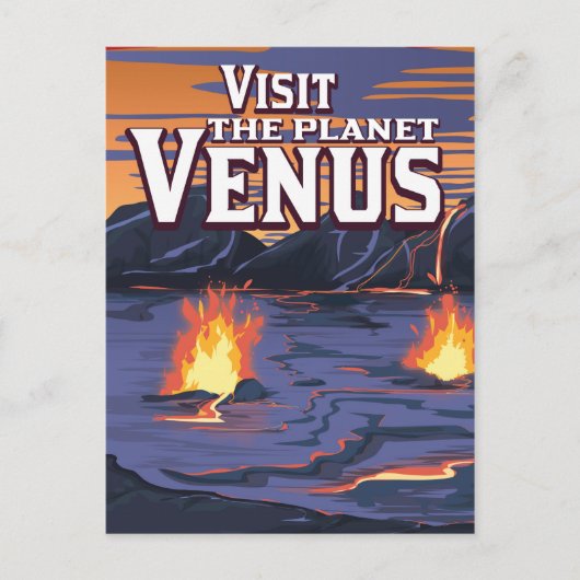 Bezoek de planeet Venus-reisposter Briefkaart (Voorkant)