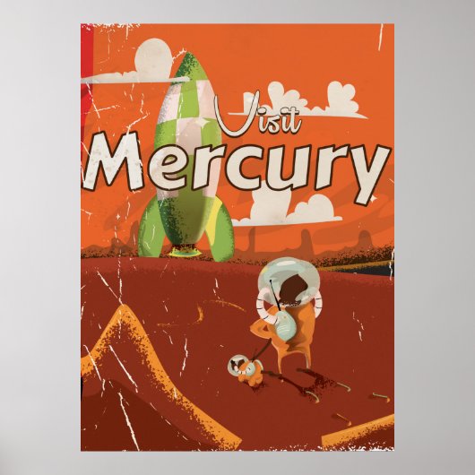 Bezoek de Planet Mercury  Sci-Fi-Cartoon Poster (Voorkant)