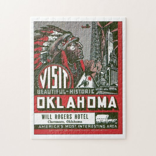 Bezoek de Poster van Oklahoma Vintage Legpuzzel (Verticaal)