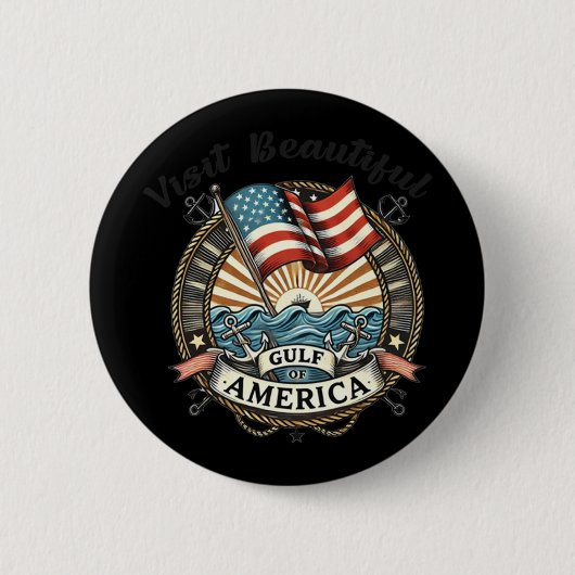 Bezoek de prachtige Golf van Amerika Ronde Button 5,7 Cm (Voorkant)